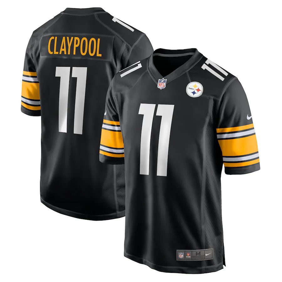 Cheap Men Pittsburgh Steelers 11 Chase Claypool Nike Black Game Team NFL Jersey